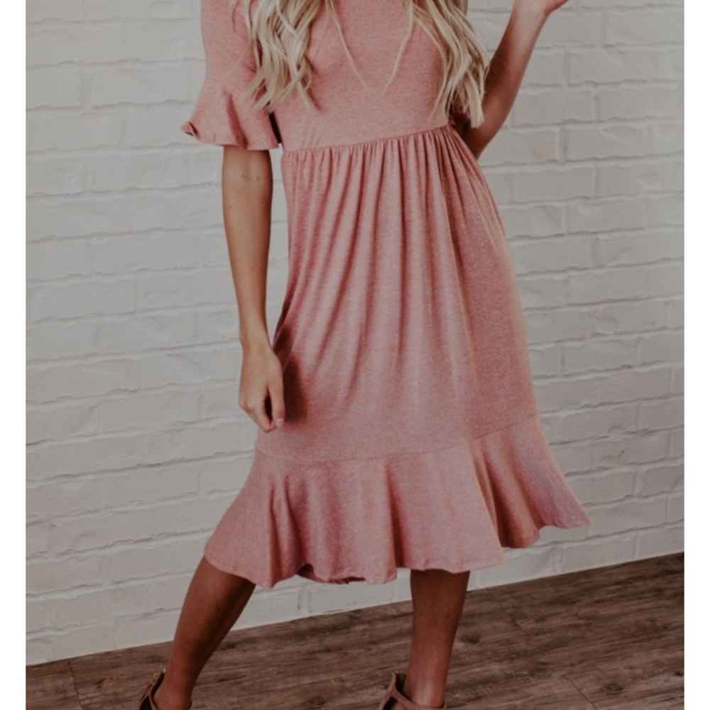 NWT Mauve Ruffle Empire Waist Dress